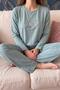 Green Petite Fleur Patterned Cotton Refined Women's Pajama Set - 5