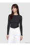 Nevavm with a Difference, Lcw Everyday Black Camisole Striped Super Skinny & Extra Narrow Long Sleeve Women's Bodysuit