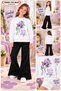 Winter, Spring, and Autumn Girls' Black Spanish Flared Bottoms and White Sweat Top - 2