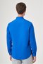 Navy Blue Buttoned Collar Long Sleeve Slim Fit Cotton Shirt 1004260235 - 5