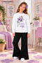 Winter, Spring, and Autumn Girls' Black Spanish Flared Bottoms and White Sweat Top