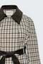 Velvet Detailed Plaid Jacket - Beige - 3