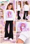 Winter, Spring, and Autumn Girls' Black Spanish Flared Bottoms and White Sweat Top - 2