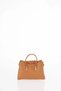 Metal Tipped Faux Leather Handbag Camel - 3