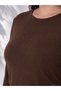 Nevavm with a Difference Lcw Curve Brown Combed Cotton Plain Oval Neck Long Sleeve Women's Blouse - 2
