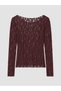 Nevavm with Difference Lcw Curve Plum Lace Patterned Oval Neck Long Sleeve Women's Blouse - 5