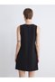 Nevavm with Difference Lcwaikiki Classic Black Diver Fabric Plain Standard & Regular Oval Neck Mini Dress - 4