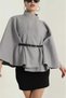 Gray Belted Cashmere Women's Poncho 390718 - 5