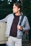 Gray Stand Collar Quilted Slim Fit Coat 1007265119 - 2