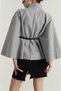 Gray Belted Cashmere Women's Poncho 390718 - 3
