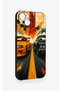 iPhone 14 Plus/15 Plus Compatible Orange and Black Car Pattern Silicone Case - 3