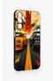 Samsung A15 Compatible Orange and Black Car Patterned Silicone Case - 3