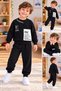 Boys' 2-Piece Tracksuit Set – Printed Sweatshirt and Sweatpants - 3