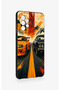 Samsung A52 Compatible Orange and Black Car Patterned Silicone Case - 3