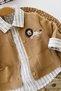 Embroidered Lion Detailed Knitwear Cardigan and Striped Shirt Baby Boy 3-Piece Set - Mustard - 2
