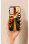 Oppo A55 Compatible Orange and Black Car Patterned Silicone Case