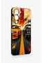 Vivo Y19 5g Compatible Orange and Black Car Patterned Silicone Case - 3