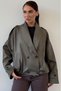 Khaki Shawl Collar Balloon Women's Trench Coat Mg2930 - 3