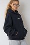 Women's Oversize Hoodie Amore Printed Navy Blue – Hooded, Kangaroo Pocket, 3 Thread Ribbed Fleece - 2