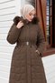 Snap Fastener Geometric Patterned Nova Coat Tsd260307 Brown - 2