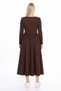 U-Neck Long Sleeve Gathered Waist A-Line Midi Dress - 2