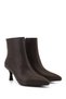 Women's Brown Zippered Pointed Toe Thin Heeled Boots - 5