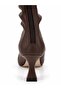 Women's Black Pointed Toe Thick Heeled Long Boots - 6