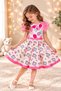 Girl's Baby Collared Tulle Sleeve Dress with Satin Bow and Hair Clip - 6