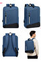 Backpack with usb port, waterproof school and laptop bag - navy blue - 2