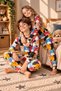 Colorful Patterned Crew Neck 100% Cotton Interlock Fabric Long Sleeve Pajama Set for Girls and Boys - 2