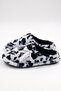 Women's Black and White Bowknot Leopard Patterned Plush House Slippers Soft Sole Warm House Slippers - 4
