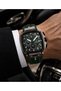 Men's Green Square Case Silicone Cord Wristwatch with Chronometer and Calendar