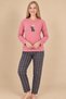 Fawn 6001 Interlock Cute Teddy Bear Patterned Winter Home Women's Pajama Set