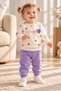 Baby girl heart patterned lovely embroidered 2-piece bottom top tracksuit set 3-6-9-12 months - 2