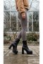Women's Platform Sole Thick Heeled Shiny Stretch Short Boots - 6