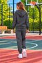 Girls' Zippered Hooded Rubberized Leggings Track Suit Set - 2