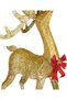 Christmas Ornament, Deer, Gold - Metal, Illuminated, Glittery, with Red Bow, 80X140 cm - 2