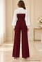 Women's Long Sleeve Shirt with Collar, Front Buttoned, Beltless, Waist-Fitted Blouse and Wide-Legged Trousers Two-Piece Set, Stylish Office Outfit - 2