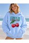 Winter Three Yarn Mix Printed Oversize Hooded Sweatshirt White-Black-Baby-Pink-Beige