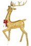 Christmas Ornament, Deer, Gold - Metal, Illuminated, Glittery, with Red Bow, 87X170 cm - 2