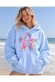 Winter Three Yarn Mix Printed Oversize Hooded Sweatshirt White-Black-Baby-Pink-Beige