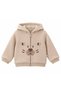 Baby Boy Teddy Bear Patterned Hooded Jacket, Sweatshirt and Pocketed Sweatpants 3-Piece Set – Beige - 2