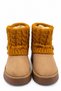 Icon Women's Tan Suede Platform Sole Boots with Fur Inside and Knitted Detail, 5 cm Heel - 7