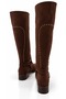 Women's Brown Below-The-Knee Boots 3 cm Short Heeled Gold Stud Detailed Buckle Daily Stylish Boots - 5