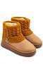 Icon Women's Tan Suede Platform Sole Boots with Fur Inside and Knitted Detail, 5 cm Heel - 2