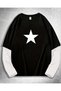 Star detail printed fake sleeve unisex oversize t-shirt