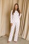Women's Long Sleeve Striped Report Fabric Soft Pajama Set – Relaxed Fit Crew Neck Bottom Top Set - 2