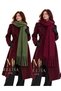 2 Pieces of Buklet Soft Scarf Khaki-Burgundy