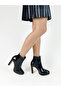 Black Thick High Heel Platform Sole Patent Leather Zippered Women's Boots - 4