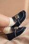 Metal Buckle and Ribbon Detailed Baby Moccasin Shoes - 7